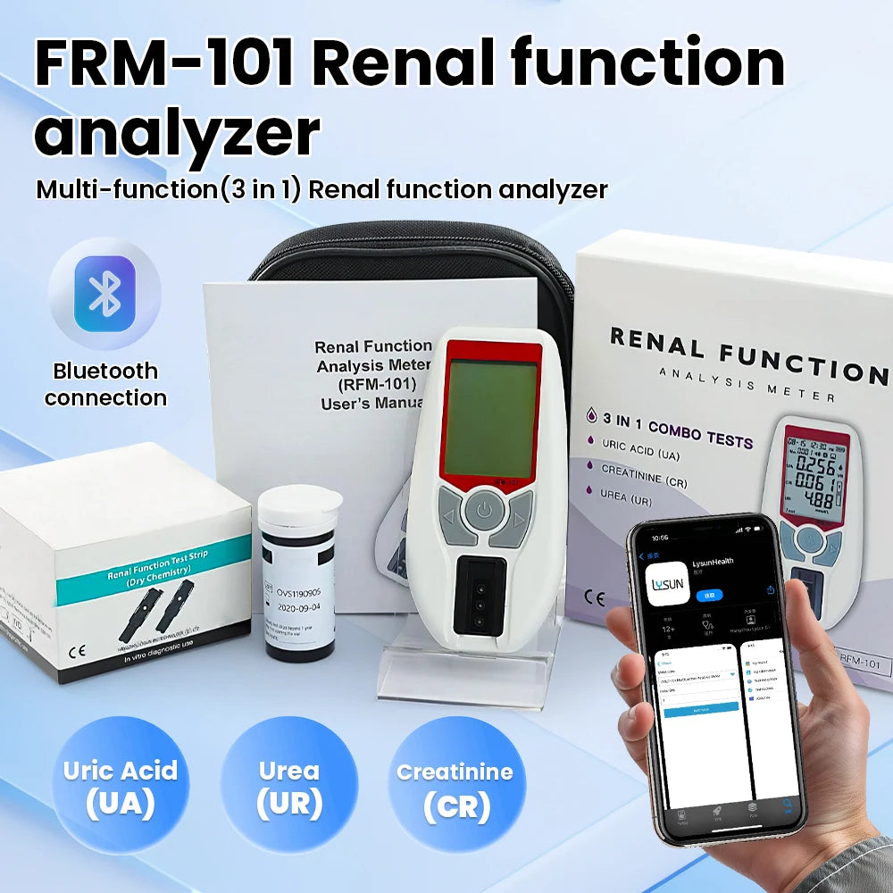 Analyseur Fonction Rénale 3-en-1 Acide Urique Créatinine Urée Bluetooth – CLEVI Paris