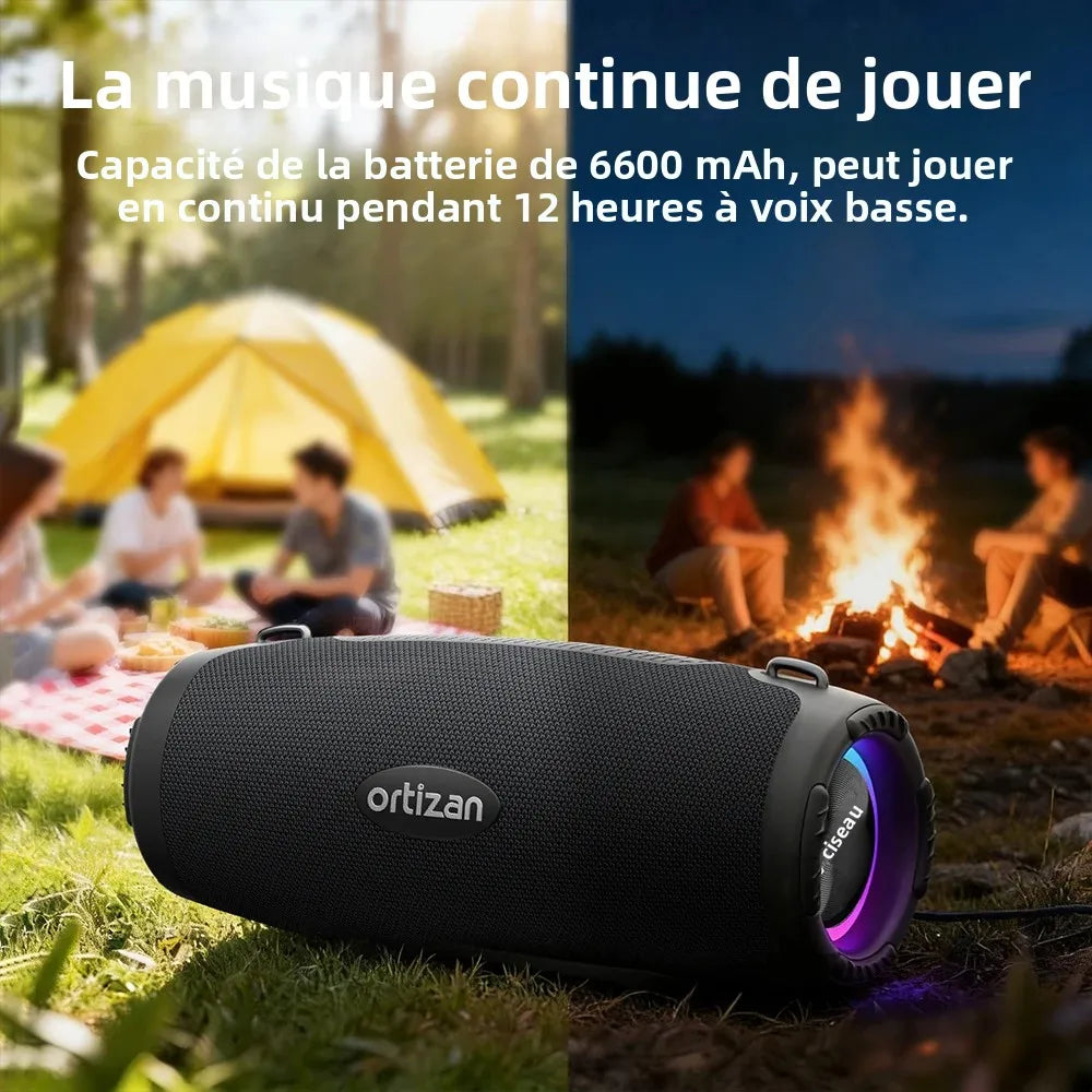 Ortizan M8 Enceinte Bluetooth 60W IP67 Auracast RGB Bass Boost 20h – CLEVI Paris