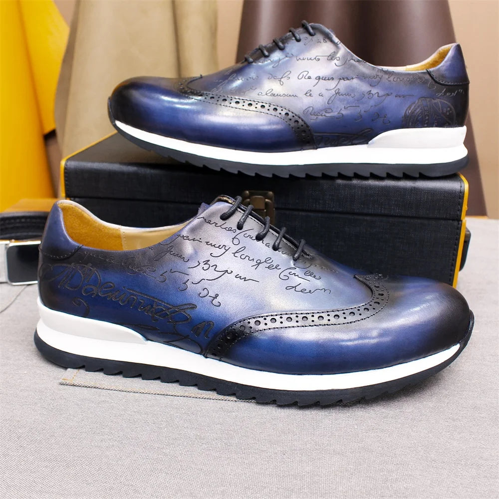 Loafer Homme Cuir Fait Main | Rehaussant Lacets Motif Totem Bureau Casual