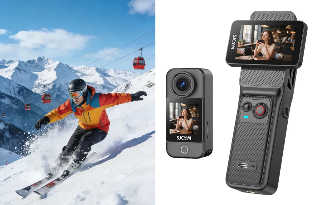 Caméscope de Poche SJCAM C400 4K – Stabilisation 6 Axes, Écran Tactile Rotatif, Module Détachable, WiFi, Vlogging – CLEVI Paris