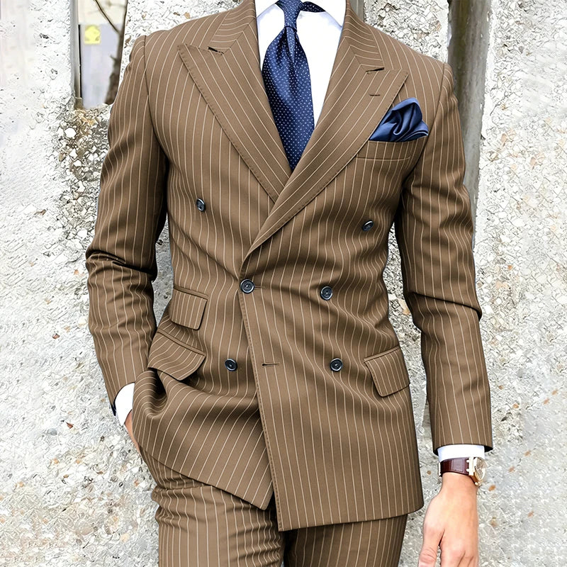 Costume 2 Pièces Homme Double Boutonnage Revers Pointu Slim Fit – CLEVI Paris