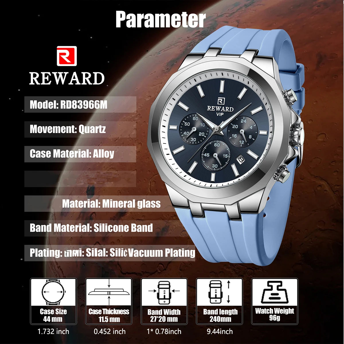 Montre Militaire Quartz Chronographe REWARD Homme – CLEVI Paris