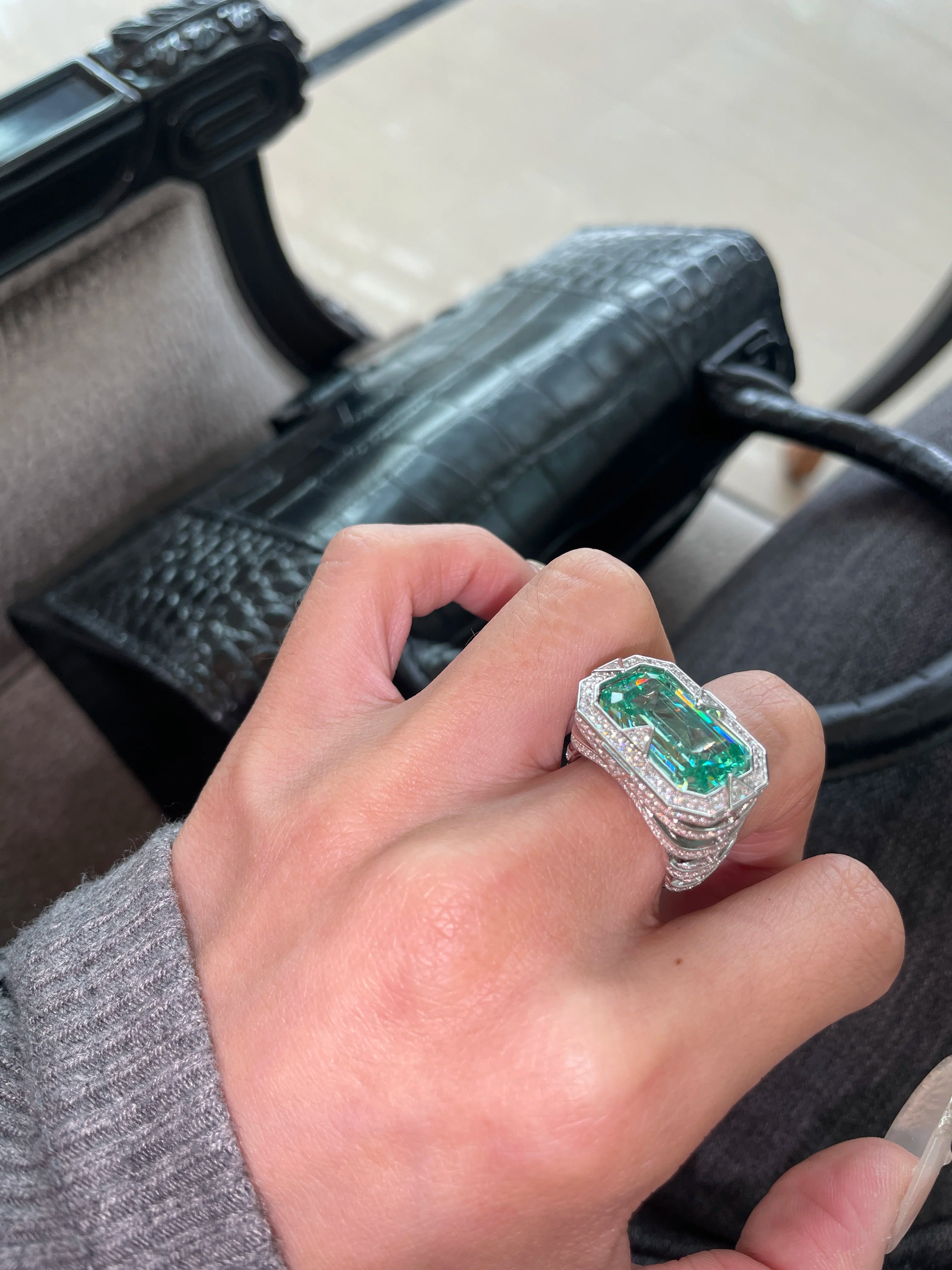 Bague Cocktail Femme XCL 6491 – Pierre Synthétique Paraïba Carrée Argent 925 Plaqué Platine