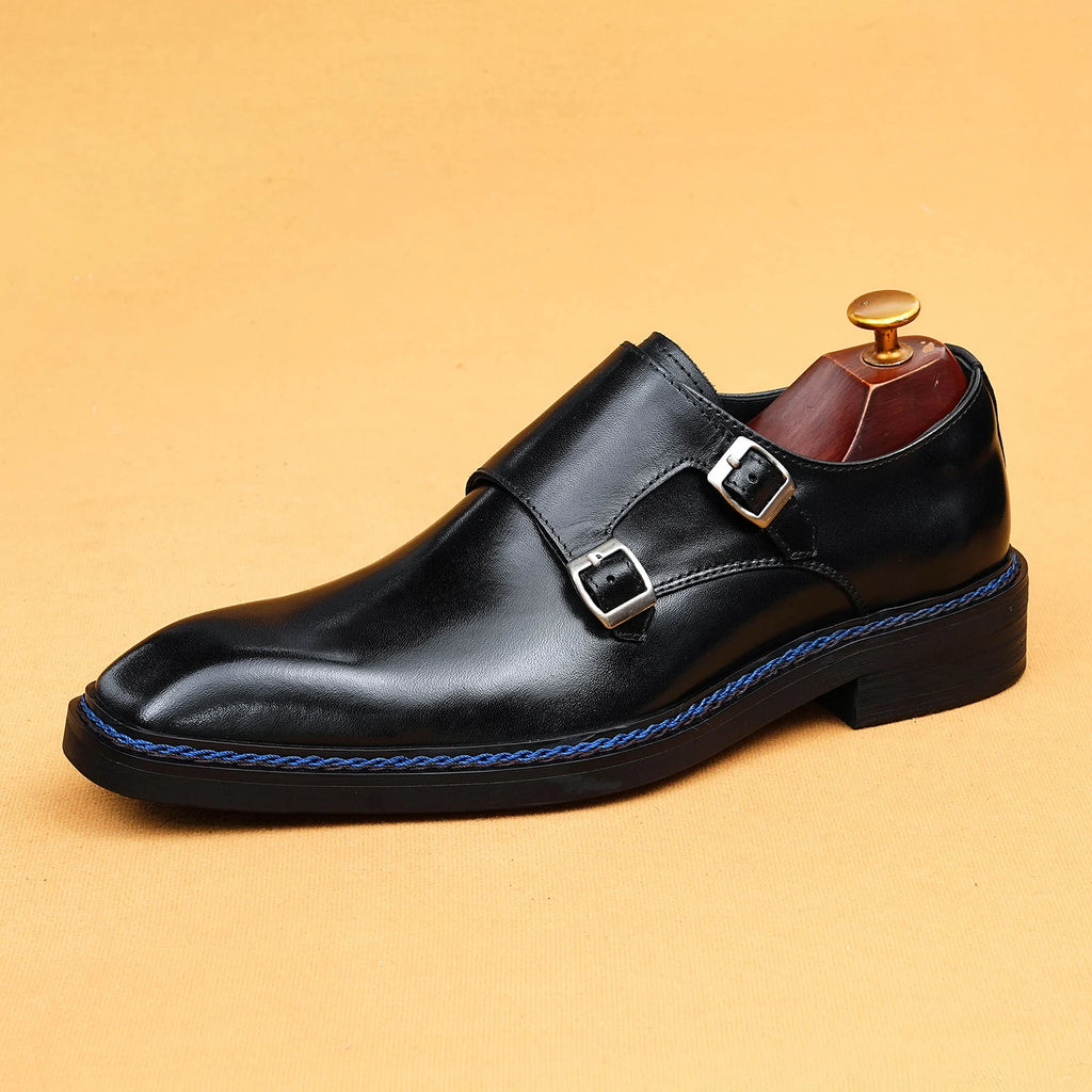 Oxford Homme Cuir Véritable Fait Main Bout Carré Boucle – CLEVI Paris