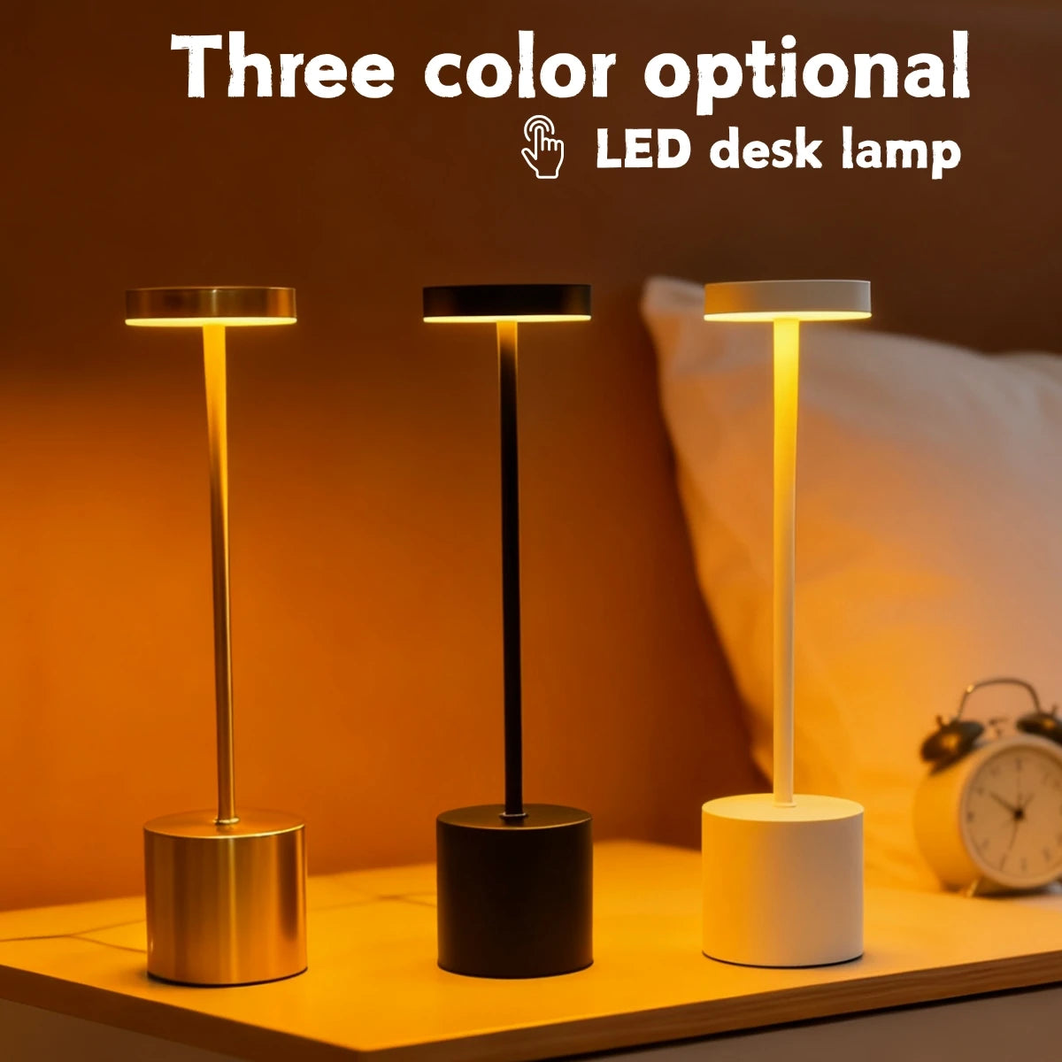 Lampe de Bureau LED d’Ambiance Tactile & Dimmable — USB Rechargeable, Blanc Chaud | CLEVI Paris
