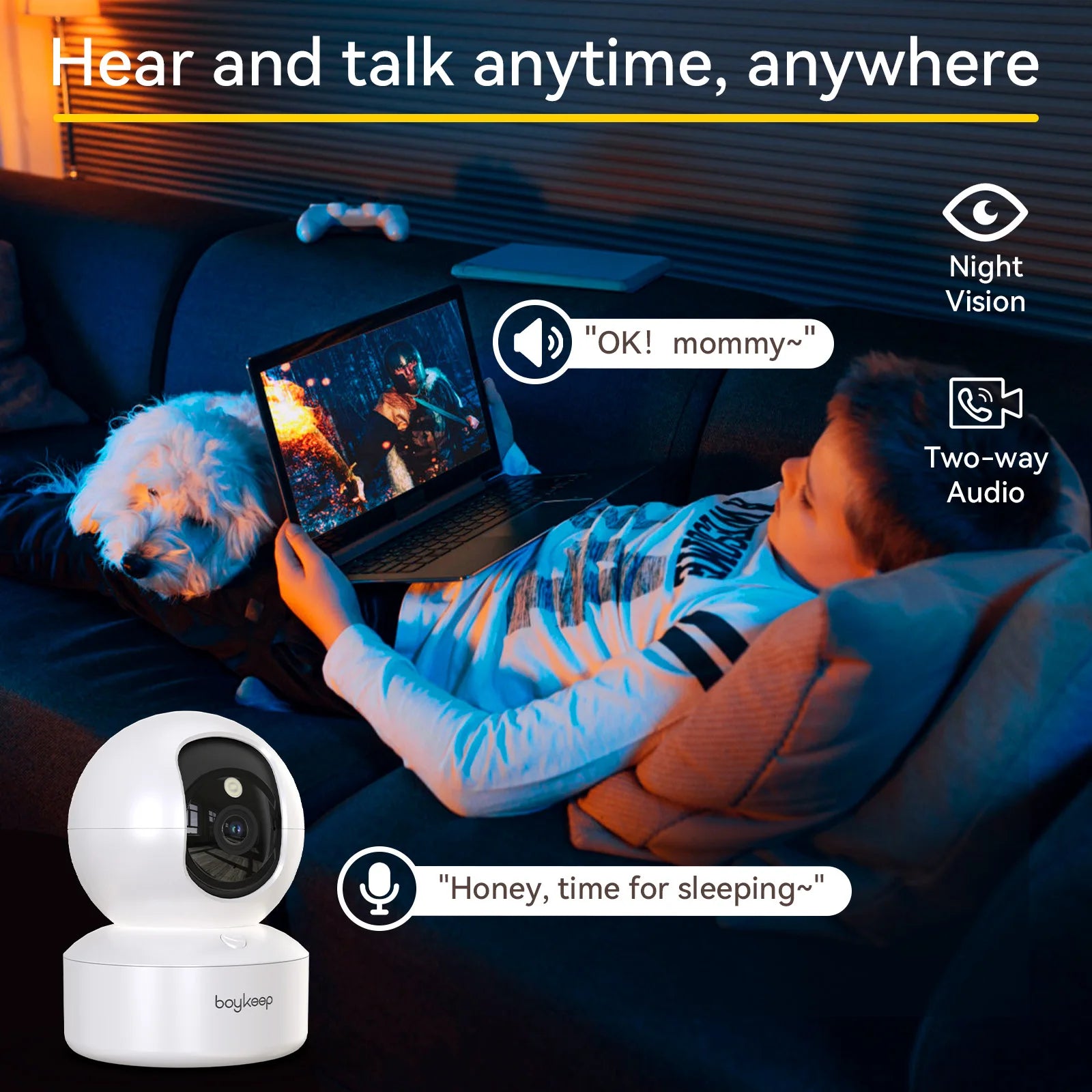 Caméra Dôme Intérieure 3MP WiFi Dual-Band 360° Suivi Auto Vision Nocturne – CLEVI Paris