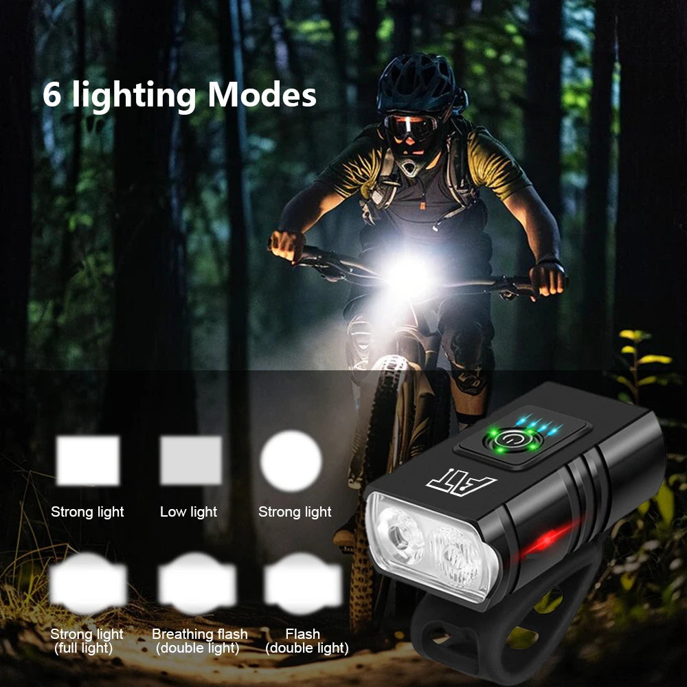 Phare Avant Vélo LED Rechargeable USB-C | 6 Modes, ABS, VTT & Vélo Route, Fixation Guidon – CLEVI Paris