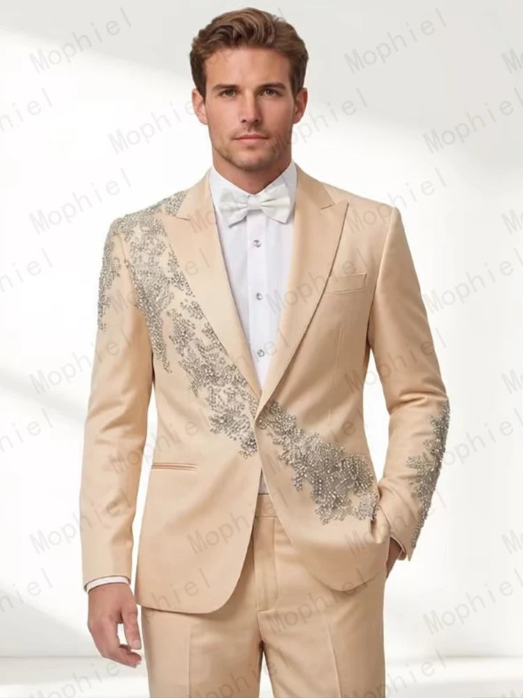 Costume homme 2 pièces floral brodé – CLEVI Paris
