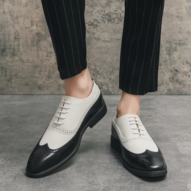 Richelieu Oxford Bicolore Homme Bout Fleuri Wingtip Mariage Business EU 38-46 – CLEVI Paris