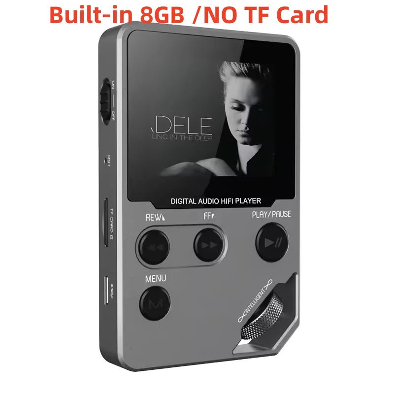 Lecteur MP3 Bluetooth 8 Go – Boîtier Zinc, 50h d'autonomie, Radio FM & Enregistreur