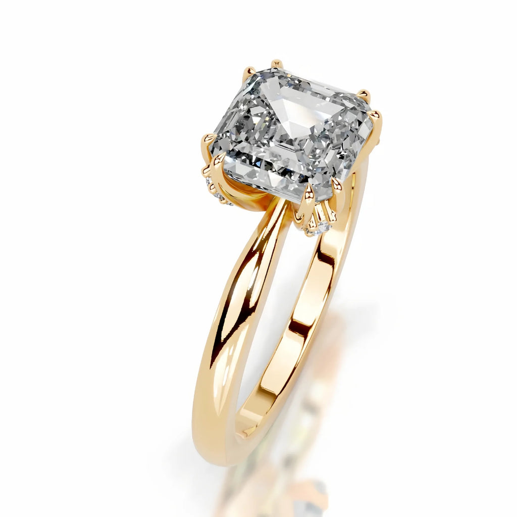 Bague Fiançailles Moissanîte 3CT Taille Asscher | Argent 925 Couleur D Certifiée GRA – CLEVI Paris