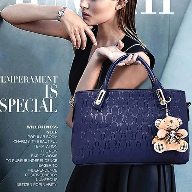 Coffret 4 Sacs Femme PU Gaufré Tote + Croisé + Portefeuille – CLEVI Paris