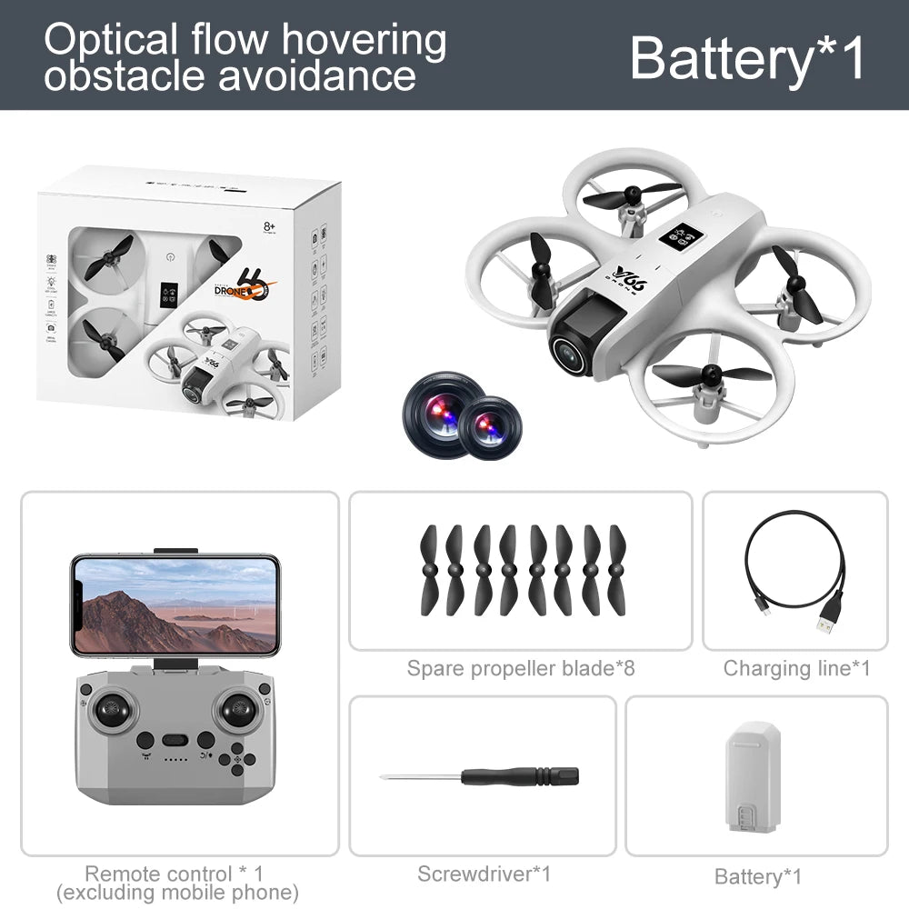 Mini Drone JJRC V66 4K WiFi FPV – Grand Angle 180°, Évitement d'Obstacles, Zoom 50x & Positionnement Optique – CLEVI Paris