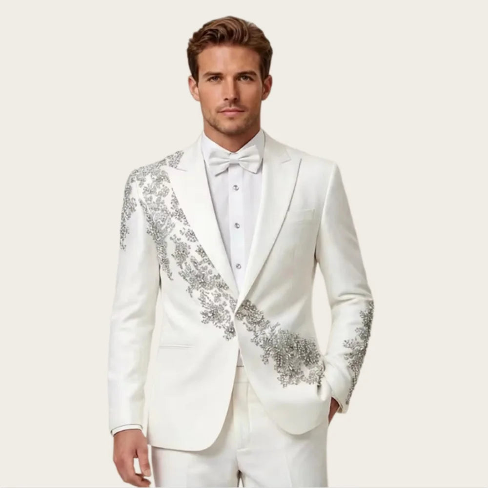 Costume homme 2 pièces floral brodé – CLEVI Paris