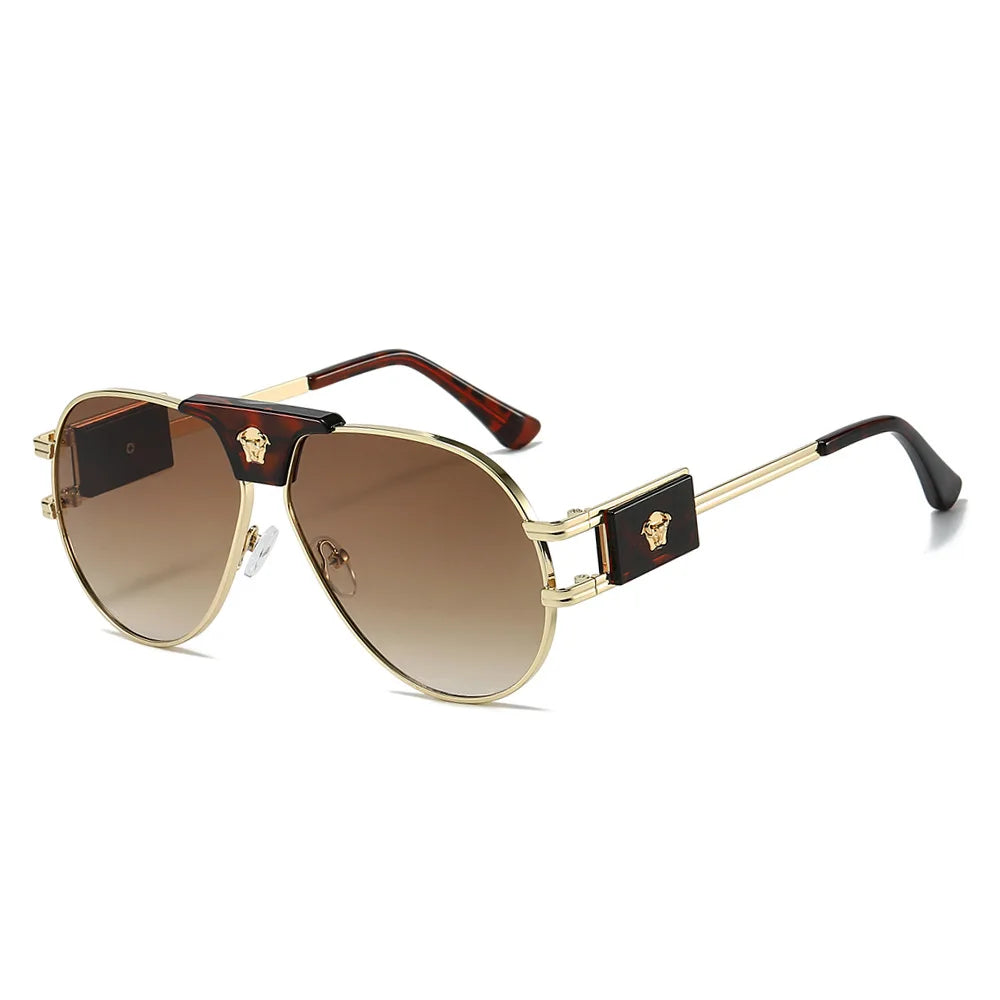 Lunettes de Soleil Aviateur Femme – Style Pilote Décor Tête de Taureau UV400 – CLEVI Paris