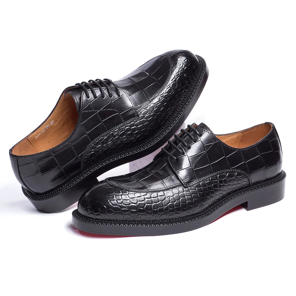 Oxford Homme Cuir Croco Rehausseur Luxe Mariage Élégant – CLEVI Paris