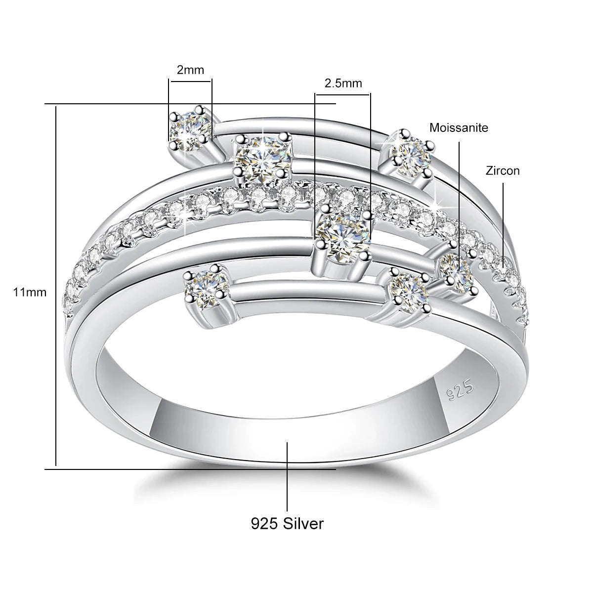 Alliance Moissanite Éternité Argent 925 – CLEVI Paris