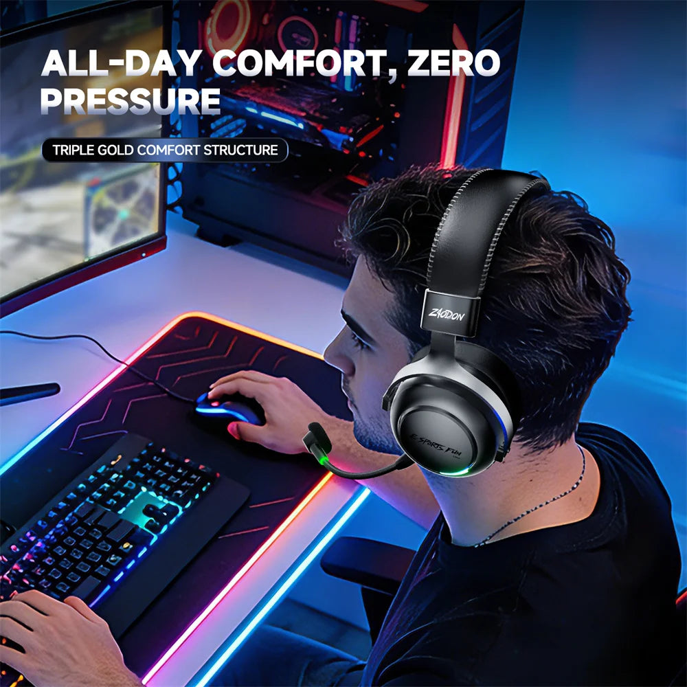 HaaYot Zaodon Casque Gaming Bluetooth 6.0 7.1 Surround 15ms PS5/PC – CLEVI Paris