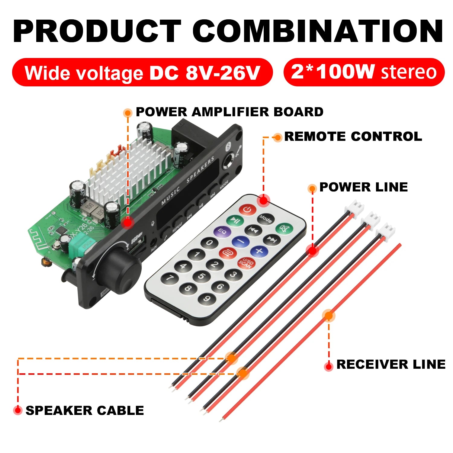 ARuiMei Carte Décodeur Amplificateur DIY TPA3116 Bluetooth 5.0 50W/200W MP3 FLAC USB TF FM – CLEVI Paris