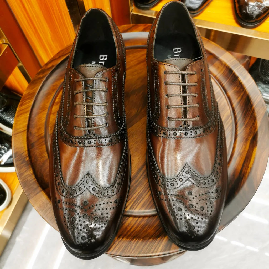 Oxford Brogue Wingtip Homme Cuir de Veau Véritable Imperméable | Business Mariage EU 39-46