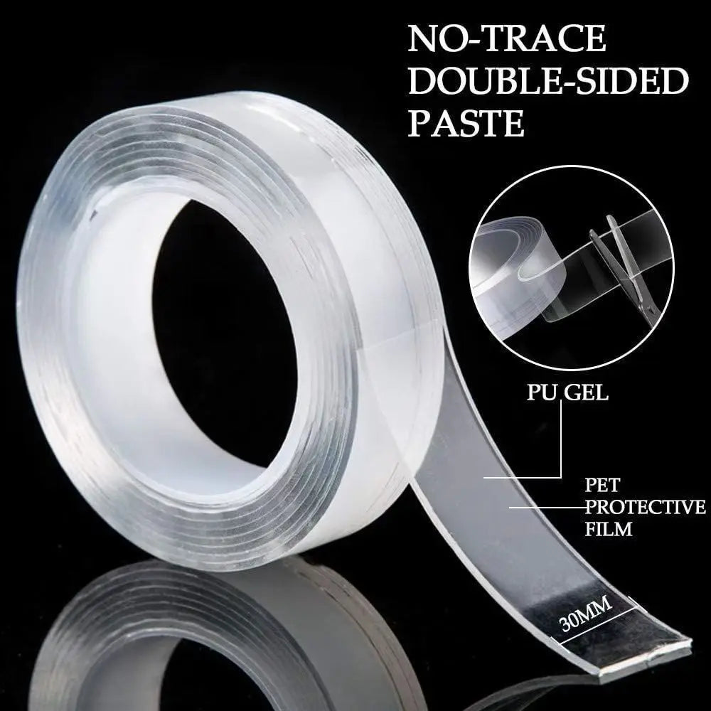 Nano Tape Double Face Réutilisable Sans Trace — 1m, 3m ou 5m — CLEVI Paris