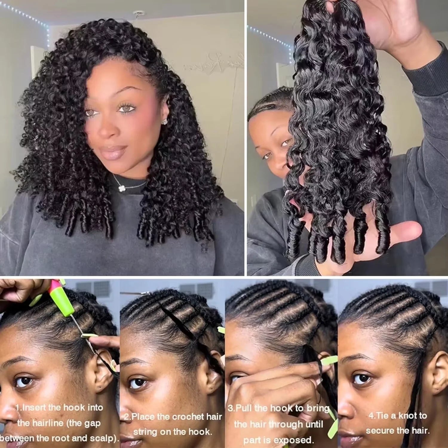 Extensions Crochet Burmese Curly Cheveux Humains Remy Hair Deep Wave 12-30 Pouces – CLEVI Paris