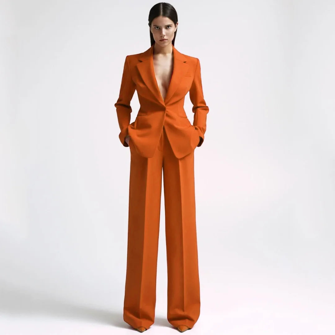 Tailleur 2 Pièces Femme Blazer Pantalon Revers Cranté 13 Coloris – CLEVI Paris