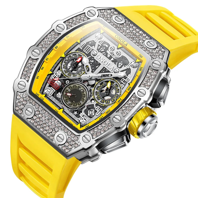ONOLA Montre Automatique Homme Tonneau Squelette Lumineux Étanche 3ATM – CLEVI Paris