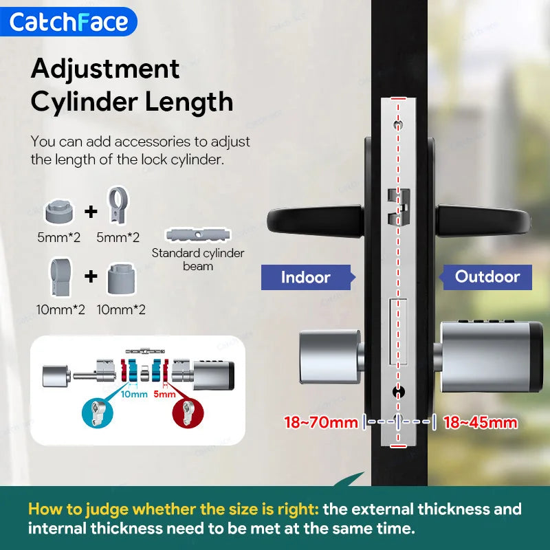 Cylindre Connecté Catchface V1 Pro+ Empreinte Digitale Tuya Ajustable – CLEVI Paris