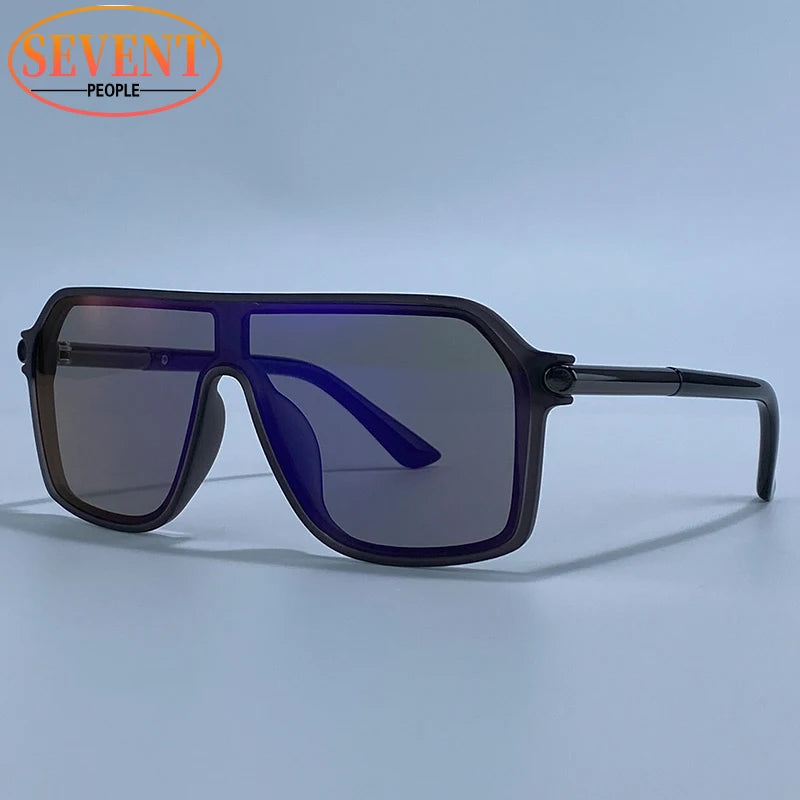 Lunettes de Soleil Monobloc Bouclier Oversize Homme – Monture Métal Style Vintage Outdoor UV400 – CLEVI Paris
