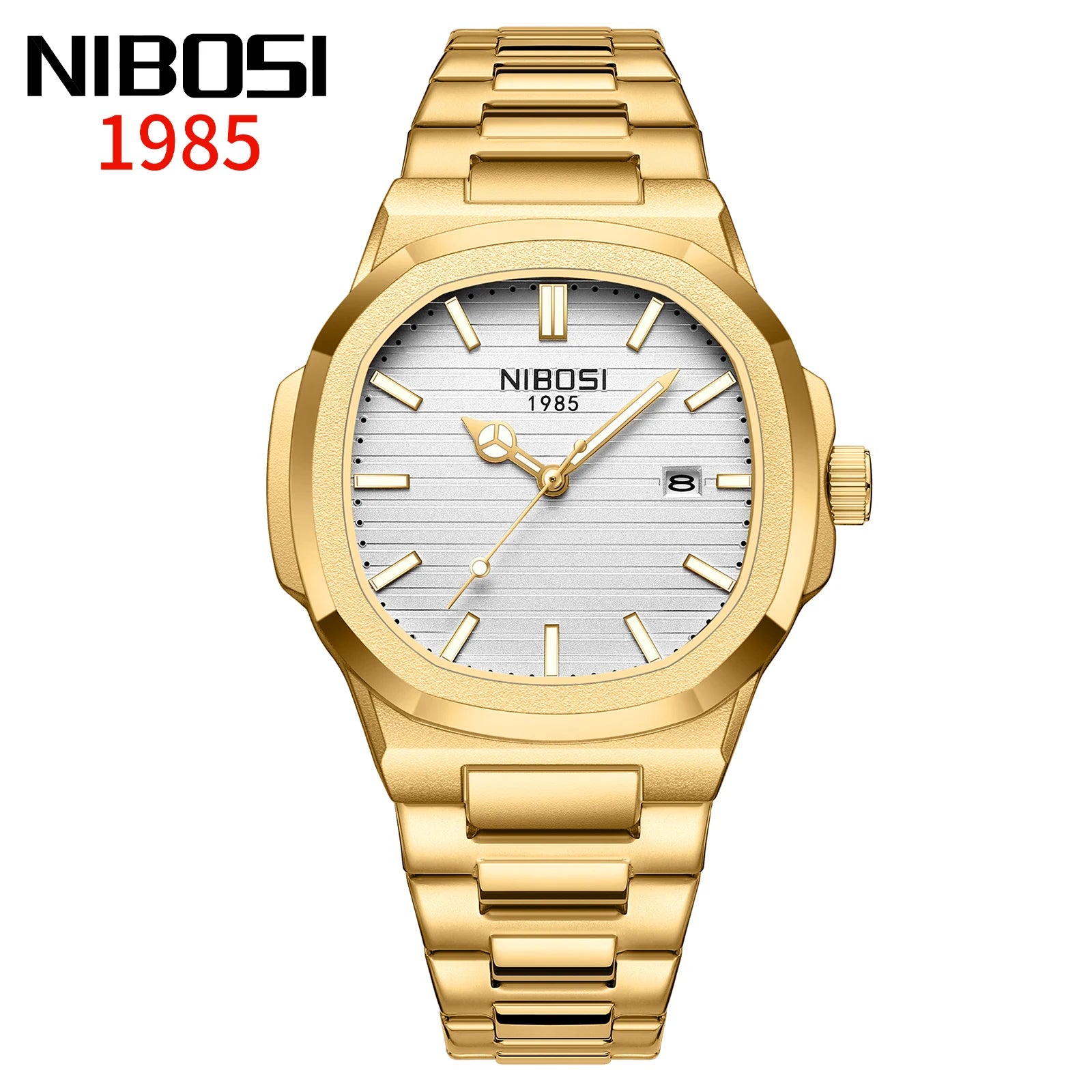 Montre NIBOSI 2632 – Quartz Sport, Boîtier Carré Alliage, Bracelet Acier Inoxydable, Étanche 3 ATM – CLEVI Paris