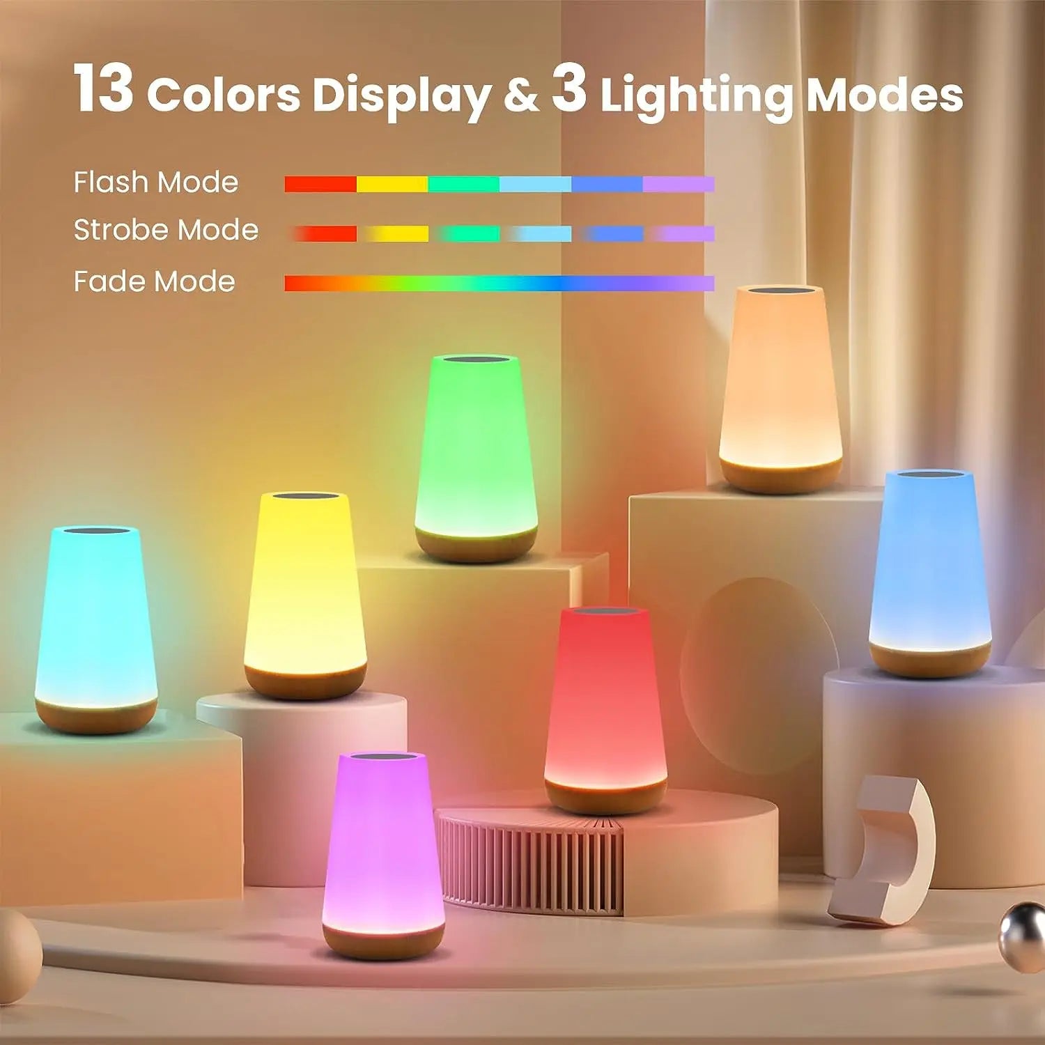 Lampe de Chevet LED 13 Couleurs — Tactile & Télécommande, USB Rechargeable, 10h | CLEVI Paris