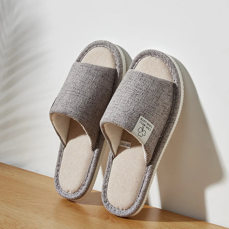 Chaussons Intérieur Homme Lin & EVA | Confortables, Respirants, Printemps & Automne, 4 Coloris – CLEVI Paris