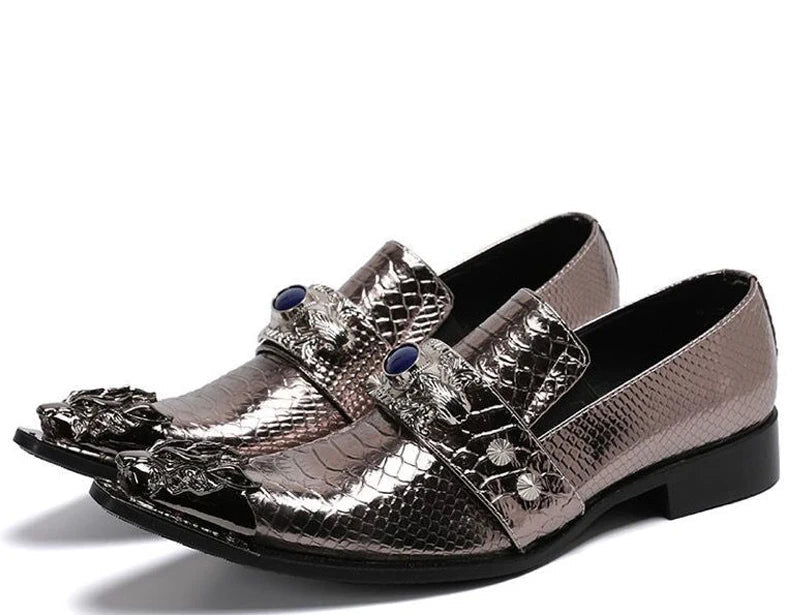 Oxford Homme Cuir Crocodile Embossé – Tête Métallique, 8 Coloris, Grande Taille EU 36-49 – CLEVI Paris