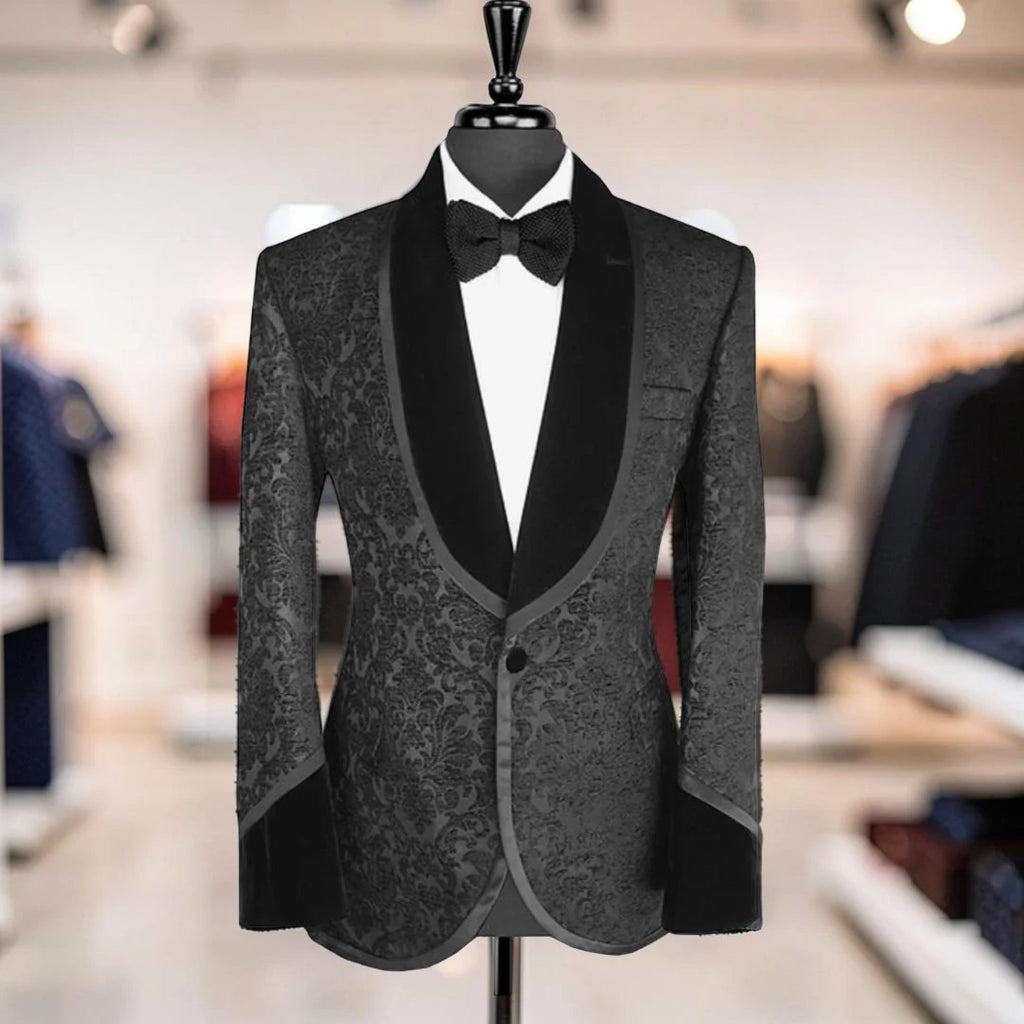 Veste Costume Homme Jacquard Noire – CLEVI Paris
