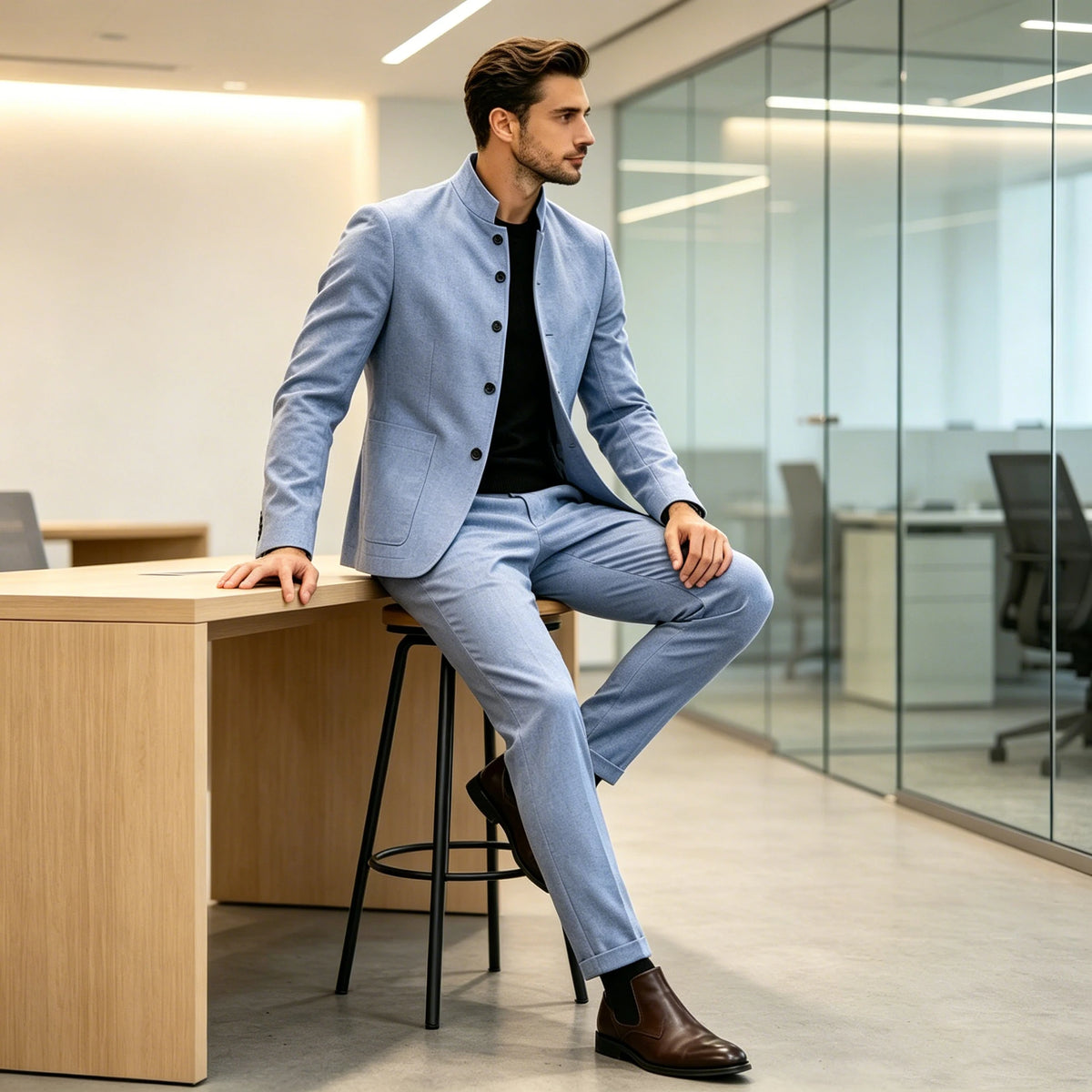 Costume homme 2 pièces col montant – CLEVI Paris