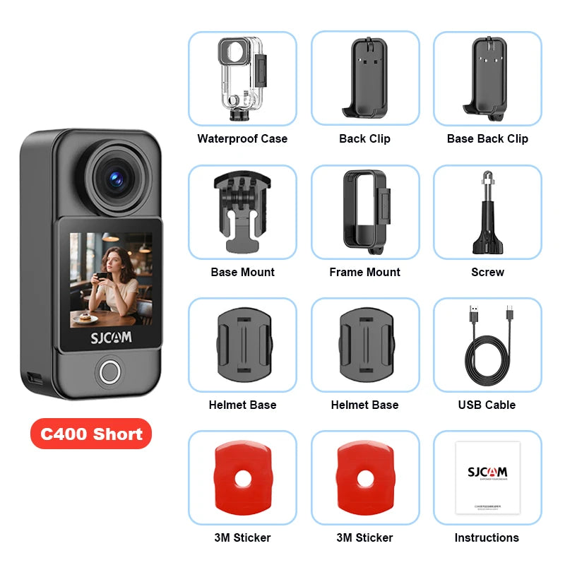 SJCAM C400 Caméra d’Action 4K Double Écran Tactile Gyro 6 Axes – CLEVI Paris