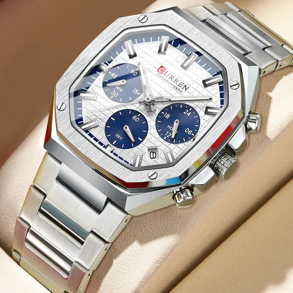 Montre Quartz Homme CURREN 8459 – Sport Luxe, Acier Inoxydable & Étanche | 8 Coloris