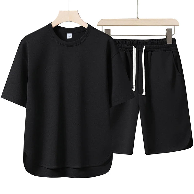 Ensemble homme t-shirt col rond et short uni – CLEVI Paris