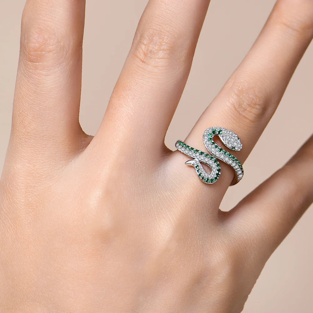 Bague Serpent Moissanite Argent 925 Or Blanc Jaune – CLEVI Paris