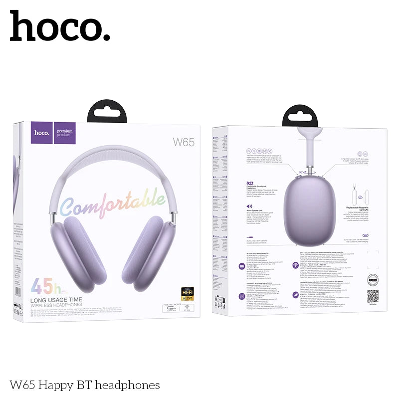 Casque Bluetooth HOCO W65 HiFi 45h Coussinets Tissu – CLEVI Paris