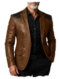 Veste homme en cuir PU crocodile patchwork – CLEVI Paris