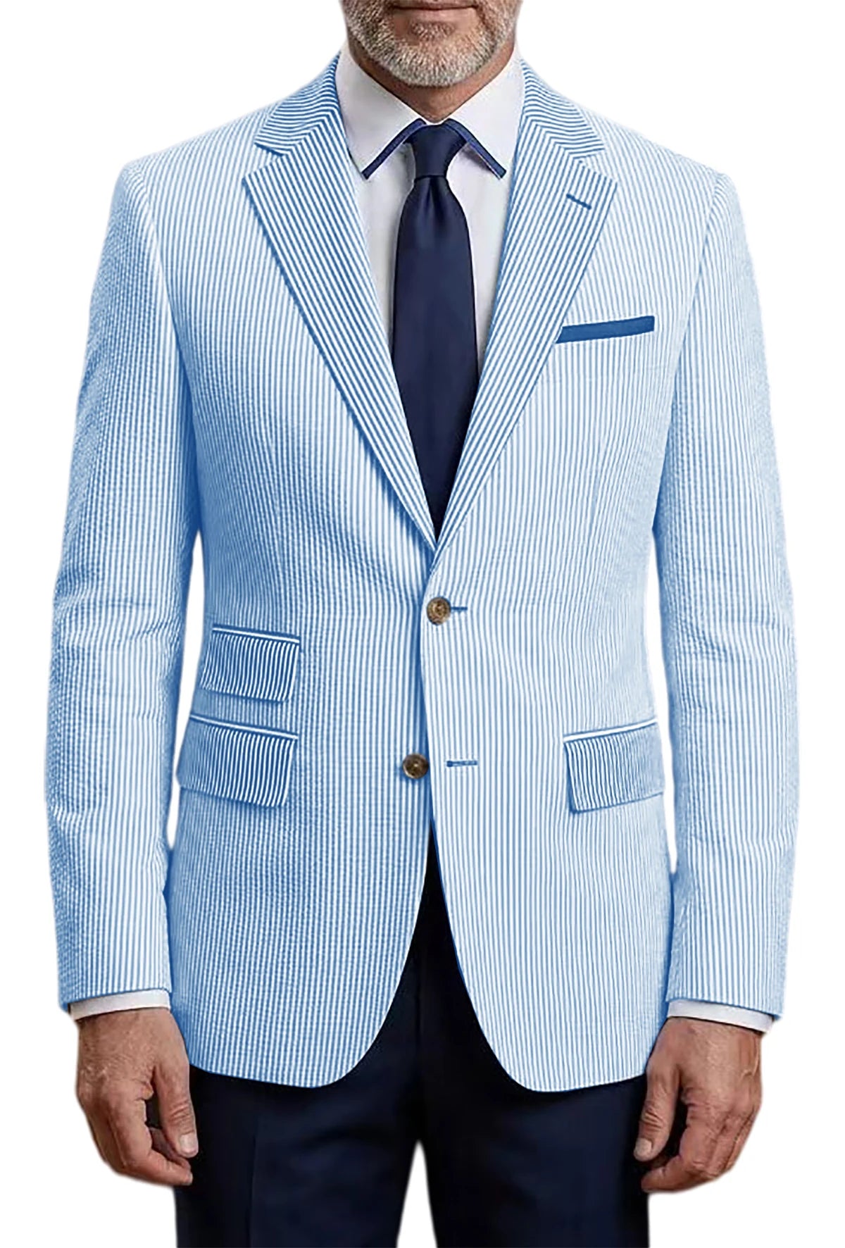 Blazer homme rayé en seersucker – CLEVI Paris