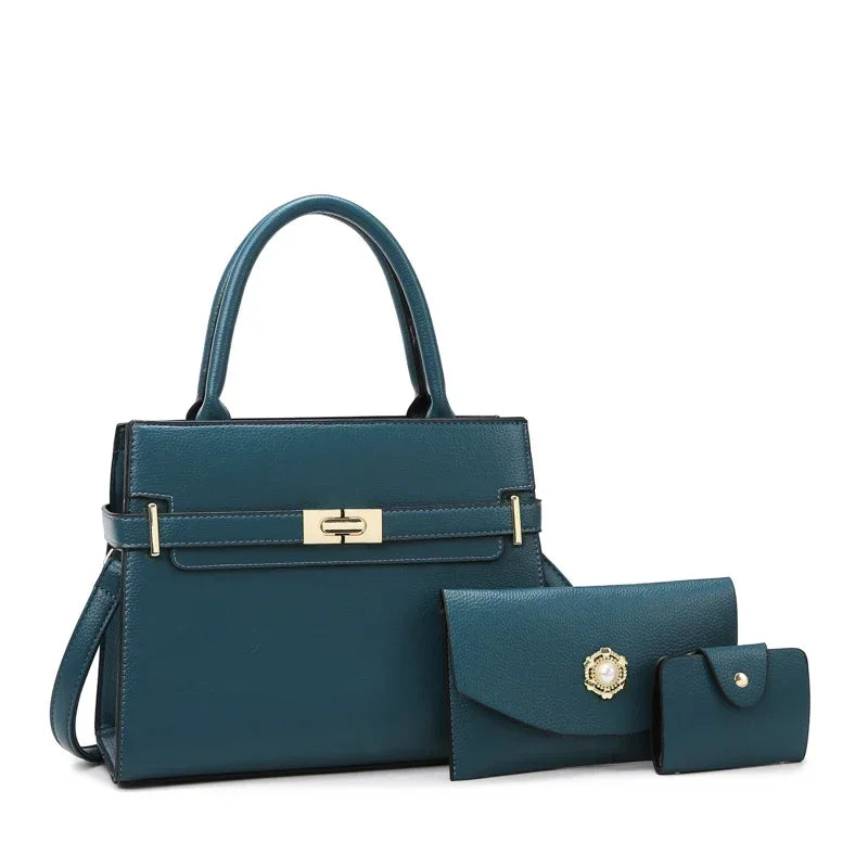 Set Sac à Main Femme Luxe – Grand Sac + Pochette | Cuir PU | Épaule & Bandoulière | 10 Coloris