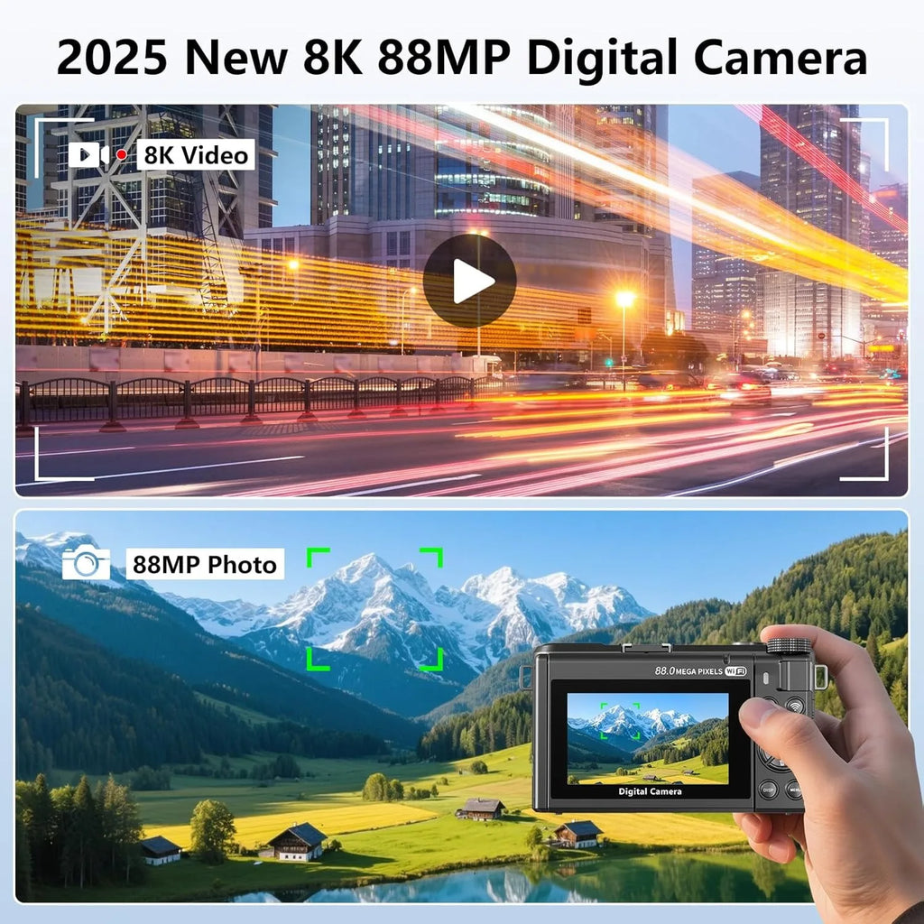Appareil Photo Vlogging JSAMAZING W300 8K 88MP – Écran 3" Orientable 180°, Zoom 18x, WiFi, Stabilisation Double, YouTube – CLEVI Paris