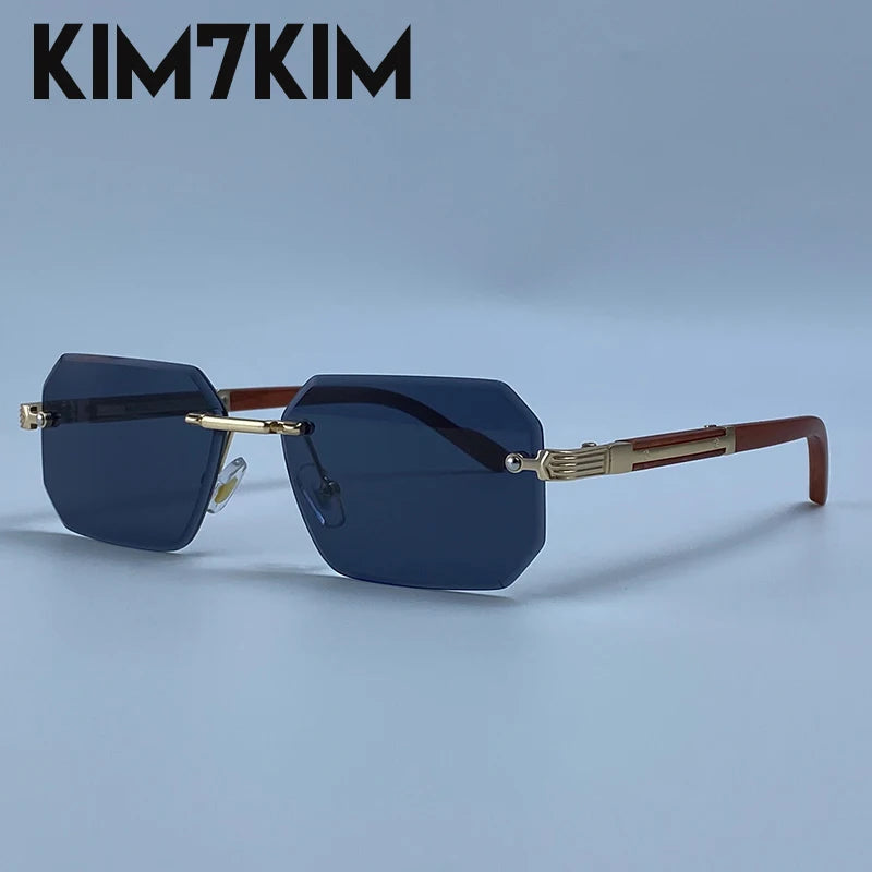 Lunettes de Soleil Sans Monture Rectangulaires Homme – Style Punk Vintage Géométrique Verres Dégradés UV400 – CLEVI Paris