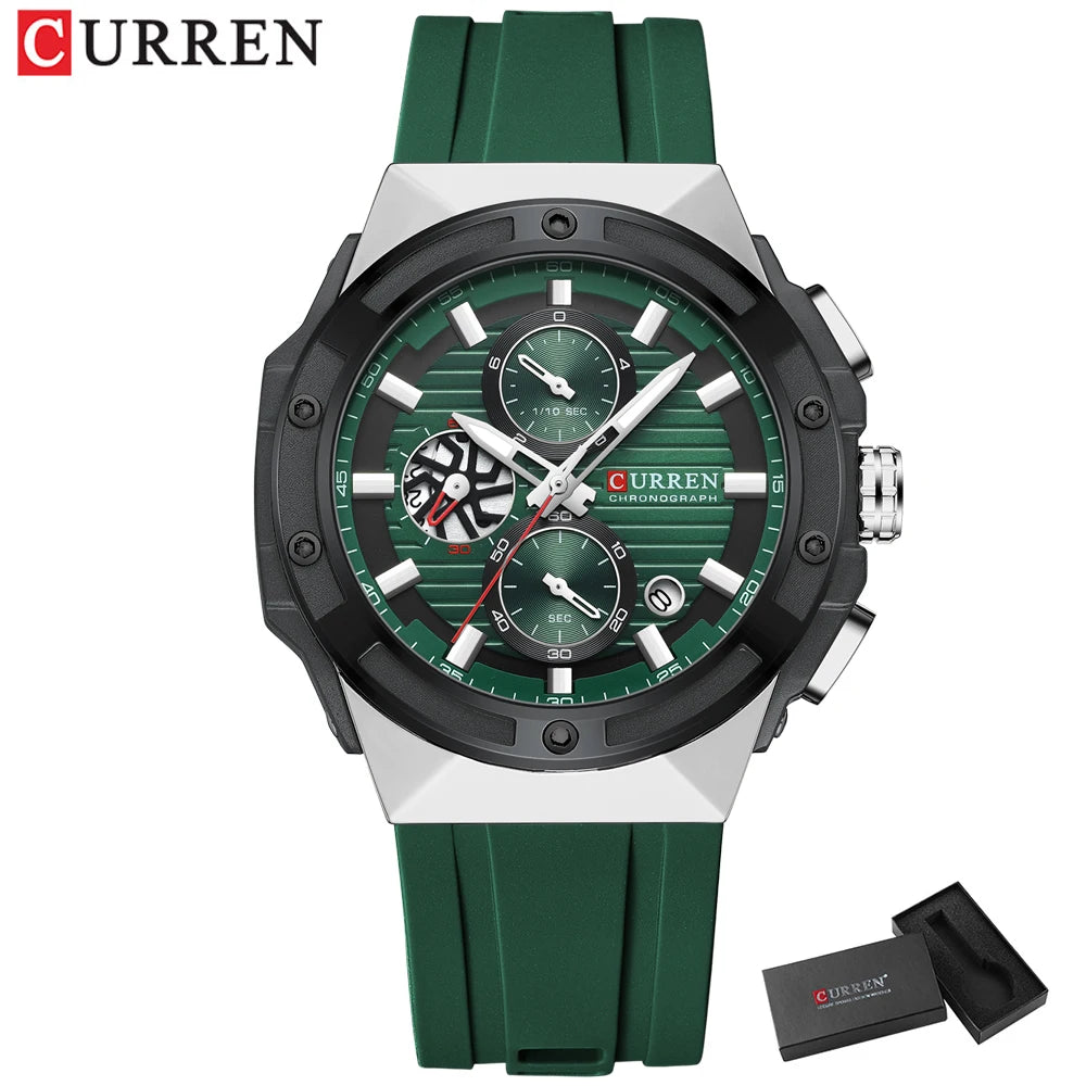 CURREN Montre Quartz Homme Chronographe Silicone Lumineux 45mm Sport – CLEVI Paris