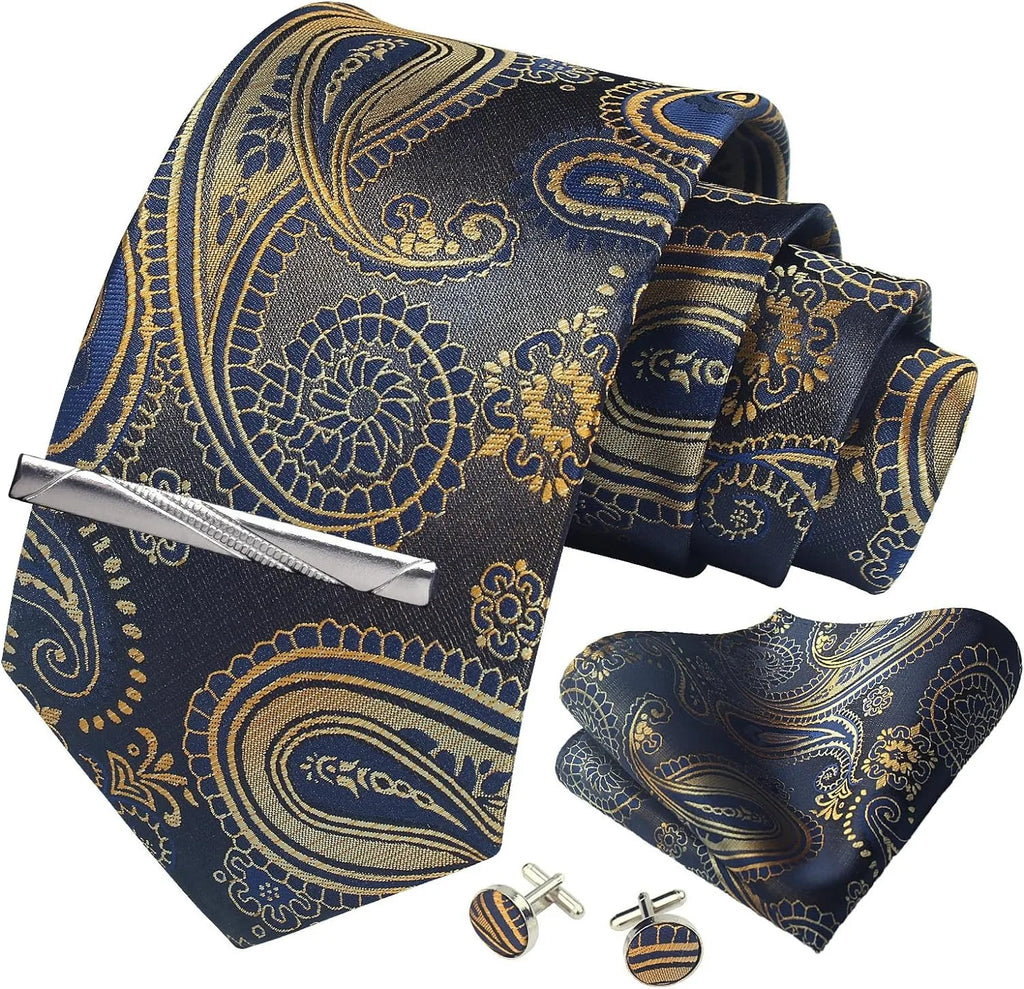 Ensemble cravate homme 4 pièces paisley – CLEVI Paris