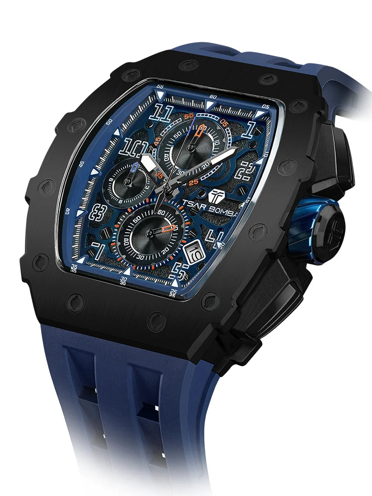 Montre Homme TSAR BOMBA TB-8204Q – Chronographe Quartz Japonais, Verre Saphir, Étanche 50M