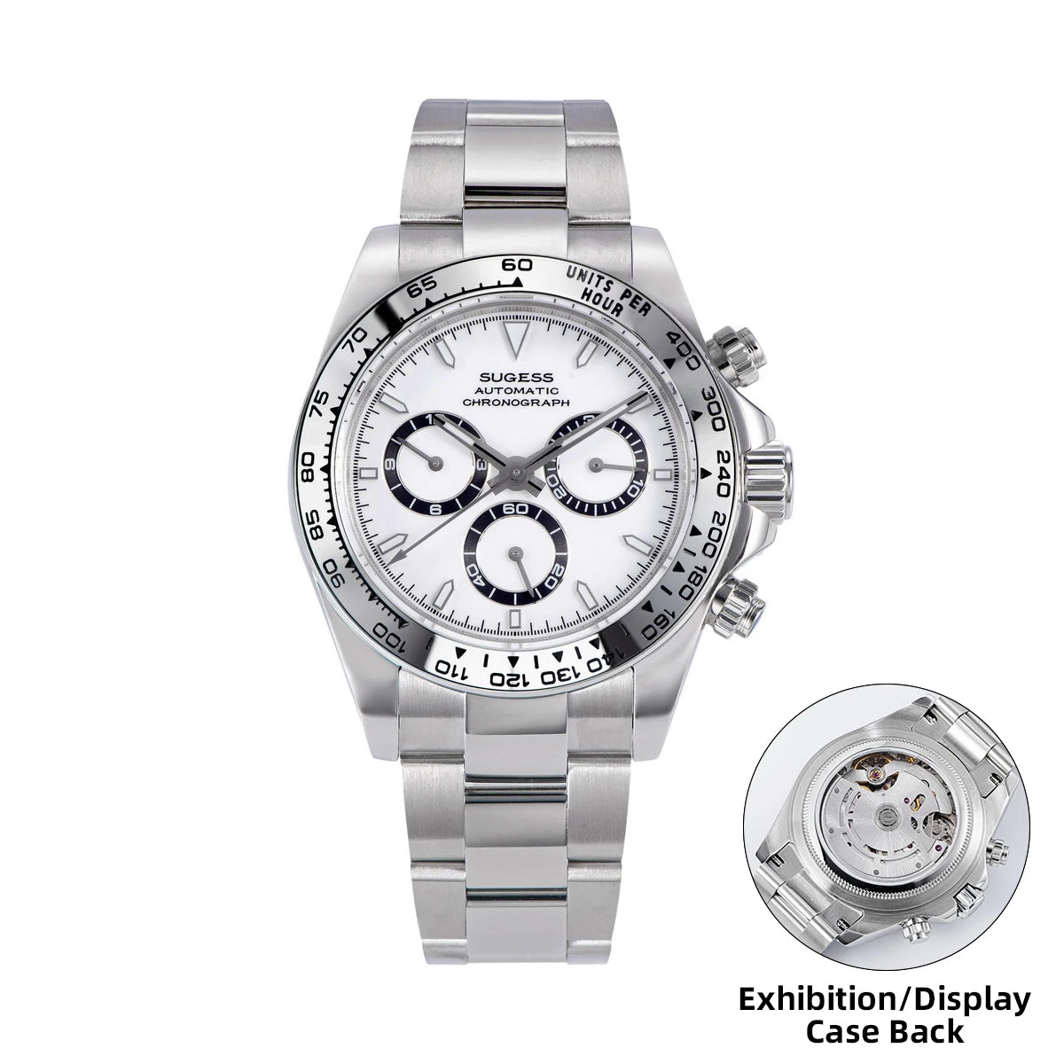 SUGESS Montre Automatique Homme Chronographe Peacock SL-4801 Saphir Acier 39mm 50m – CLEVI Paris